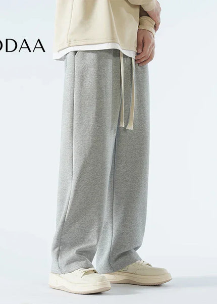 Beige Soft Wide Leg Casual Pants for Men - Unisex Sweatpants