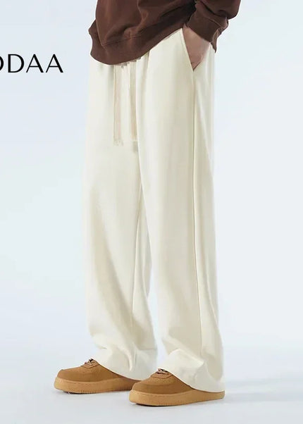 Beige Soft Wide Leg Casual Pants for Men - Unisex Sweatpants