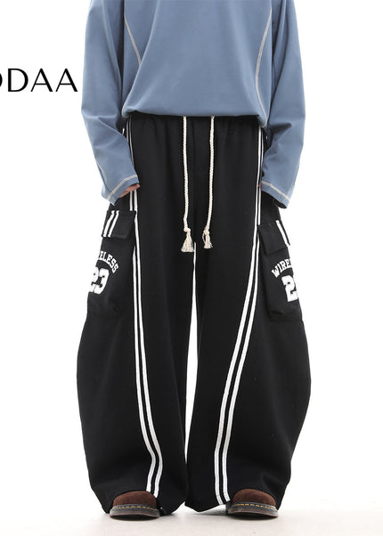 Beige Striped Large Pocket Scimitar Sweatpants - S / Black - Unisex Sweatpants