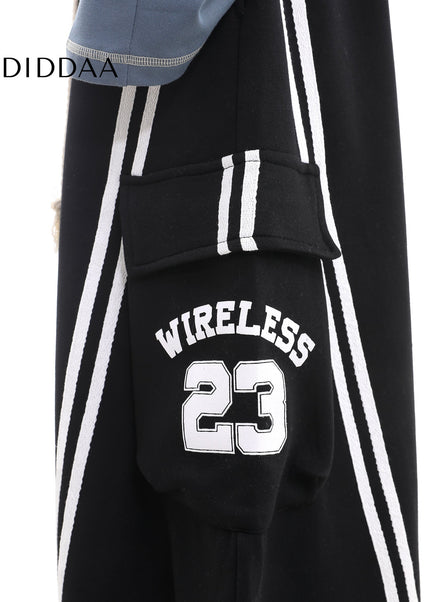 Beige Striped Large Pocket Scimitar Sweatpants - Unisex Sweatpants