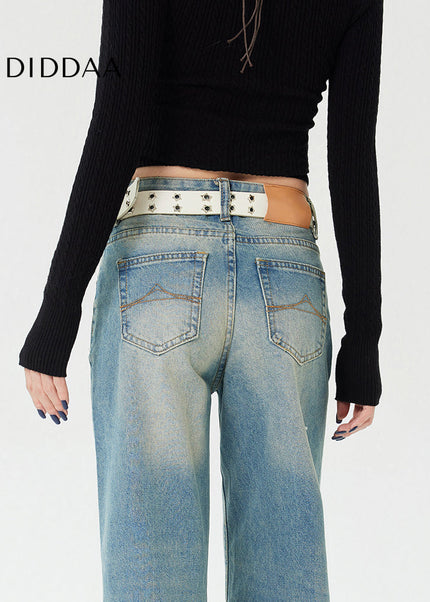 Beige Versatile Slim Loose American-Style Flared Pants - Women’s Jeans