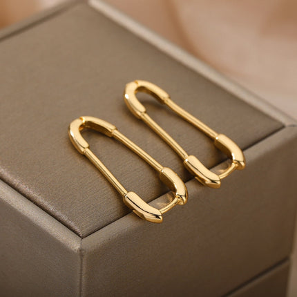 Benet Earrings | Gold Silver Paperclip Hoop Earrings - Gold - Earrings