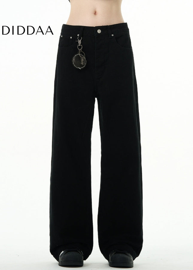 Black Cleanfit Loose Straight Leg Jeans Men - Men’s Jeans