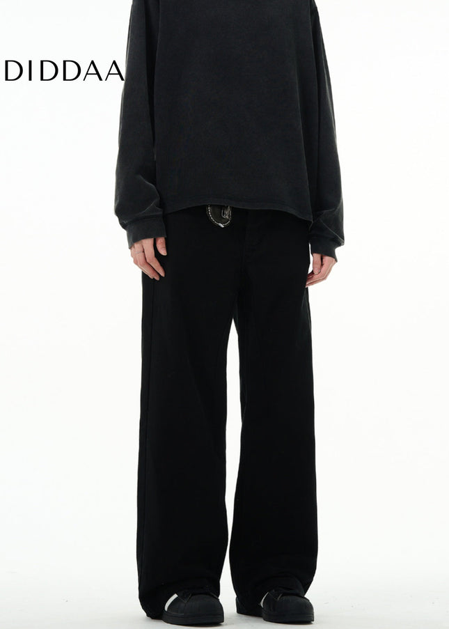 Black Cleanfit Loose Straight Leg Jeans Men - Men’s Jeans