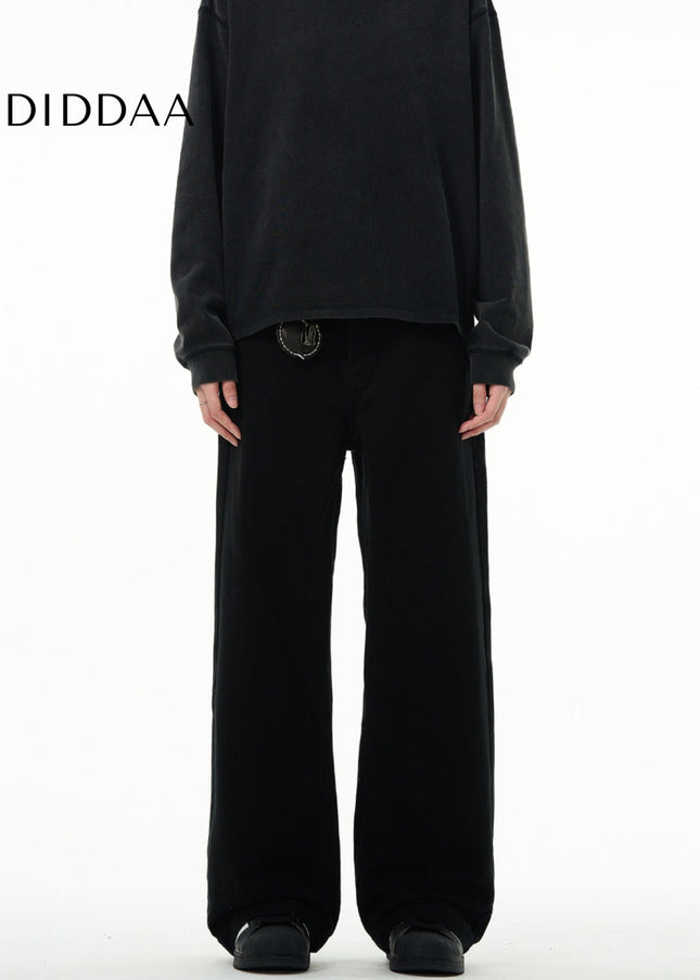 Black Cleanfit Loose Straight Leg Jeans Men - Men’s Jeans