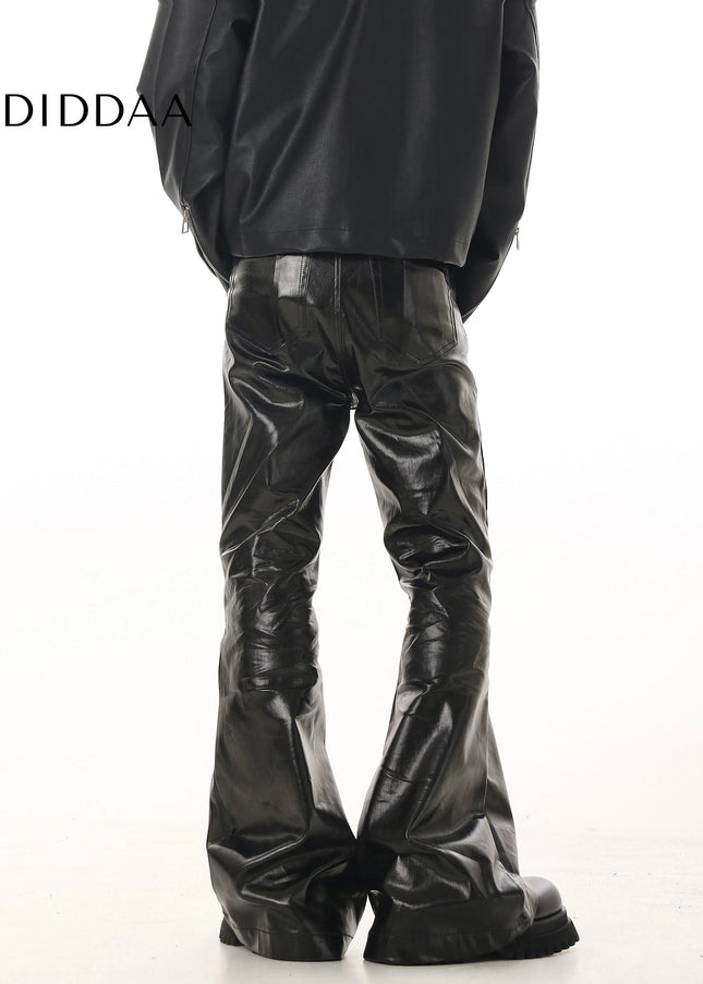 Black Coated Glossy Micro Flared Jeans - Women’s Jeans