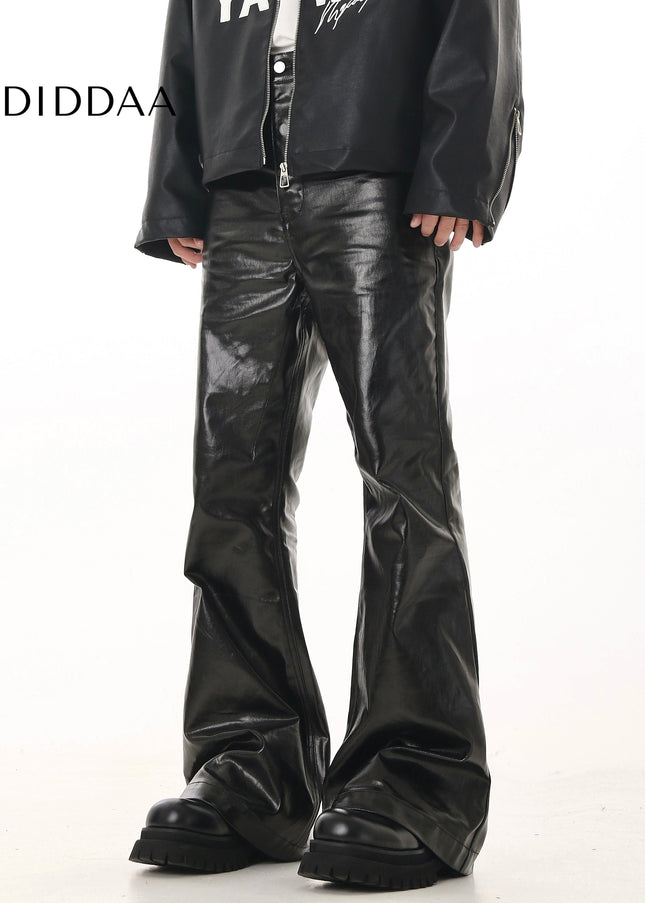 Black Coated Glossy Micro Flared Jeans - Women’s Jeans