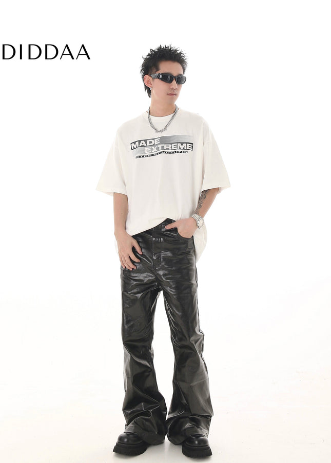 Black Coated Glossy Micro Flared Jeans - Women’s Jeans