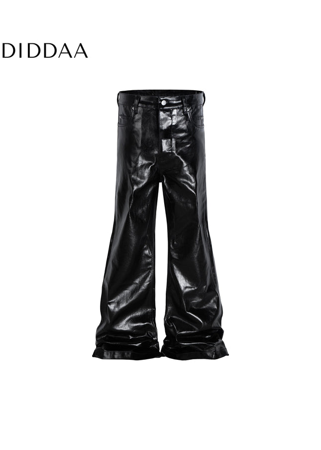 Black Coated Glossy Micro Flared Jeans - Women’s Jeans