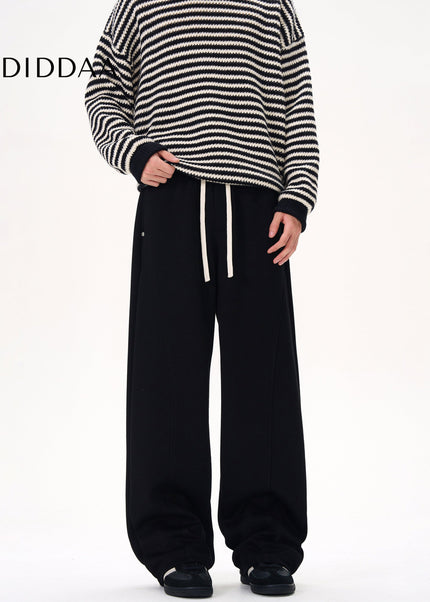 Black Deconstructed Design Scimitar Sweatpants - Unisex Sweatpants