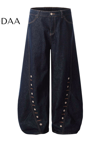 Black Deconstructed Design Scimitar Wide-Leg Jeans - S / Black - Women’s Jeans