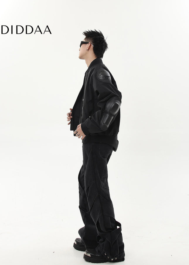 Black Deconstructed Stitching Flared Jeans - Women’s Jeans