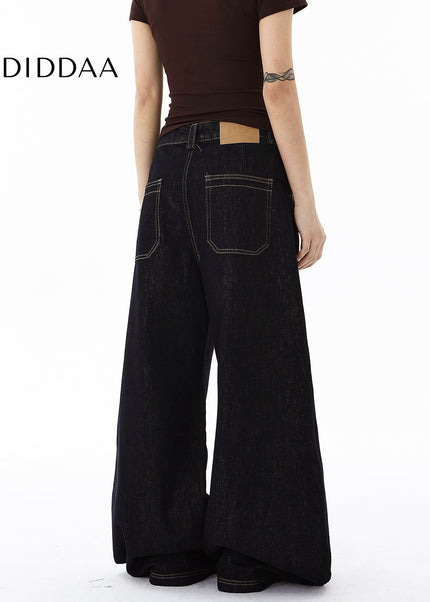 Black Deconstructed Wide-Leg Scimitar Jeans for All - Women’s Jeans
