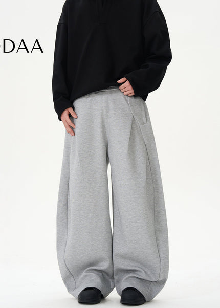 Black Deconstructed Wide-Leg Scimitar Sweatpants - S / Grey - Unisex Sweatpants