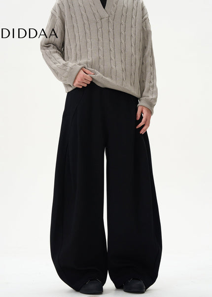 Black Deconstructed Wide-Leg Scimitar Sweatpants - Unisex Sweatpants