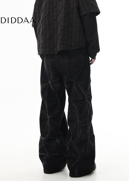 Black Distressed Deconstructed Straight-Leg Jeans - Women’s Jeans