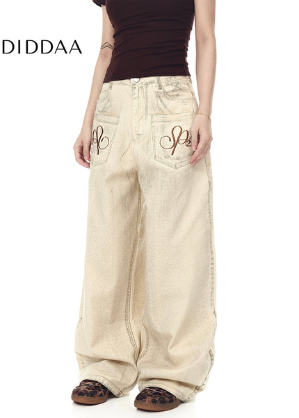 Black Distressed Embroidered Scimitar Cargo Pants - Women’s Jeans