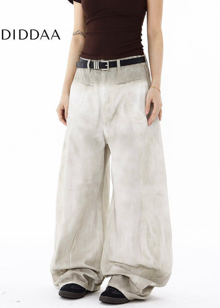 Black Distressed Loose Wide-Leg Scimitar Pants - Women’s Jeans