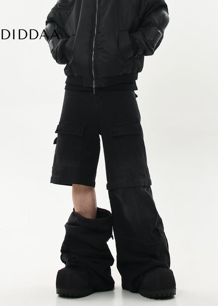 Black Distressed Multi-Pocket Cargo Jeans for Men - Women’s Jeans