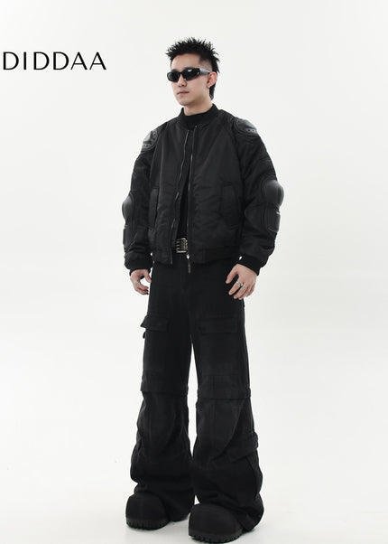 Black Distressed Multi-Pocket Cargo Jeans for Men - Women’s Jeans