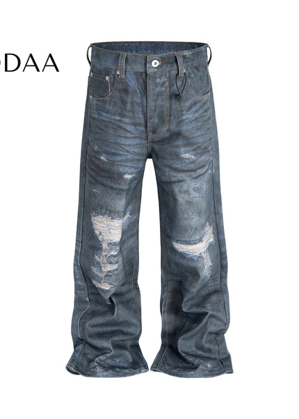 Black Distressed Ripped Loose Straight Jeans - M / Blue - Women’s Jeans