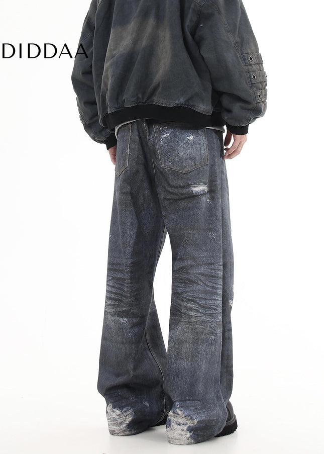 Black Distressed Ripped Loose Straight Jeans - Women’s Jeans