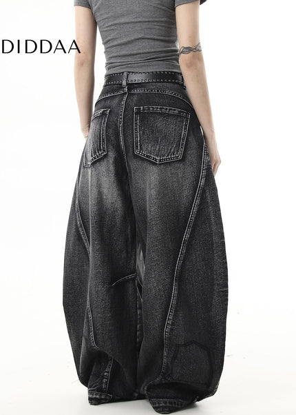 Black Distressed Ripped Scimitar Wide Leg Jeans - Women’s Jeans