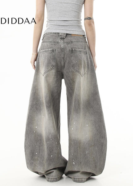 Black Distressed Splash Ink Wide Leg Cutlass Jeans - Women’s Jeans