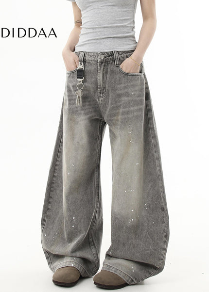 Black Distressed Splash Ink Wide Leg Cutlass Jeans - Women’s Jeans