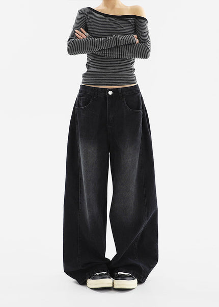 Black Distressed Straight Leg Jeans for Women - Women’s Jeans