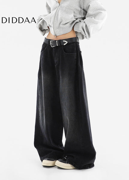 Black Distressed Straight Leg Jeans for Women - Women’s Jeans