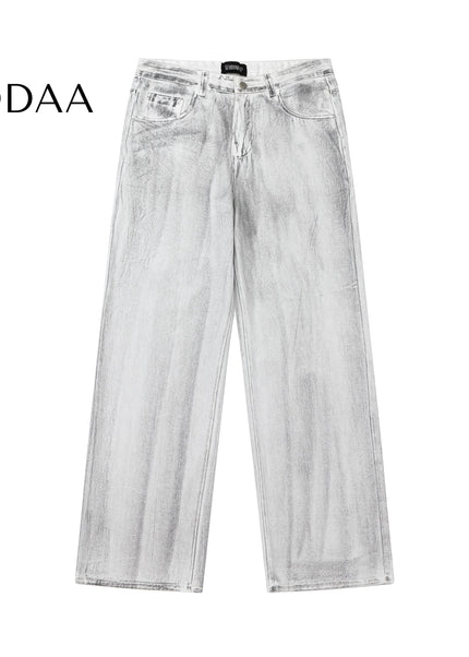 Black Distressed Wide-Leg High Street Jeans - S / White - Women’s Jeans