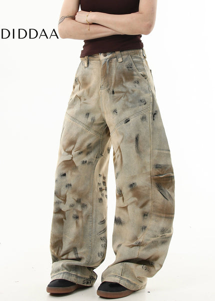 Black Distressed Wide Leg Scimitar Jeans Unisex - Women’s Jeans