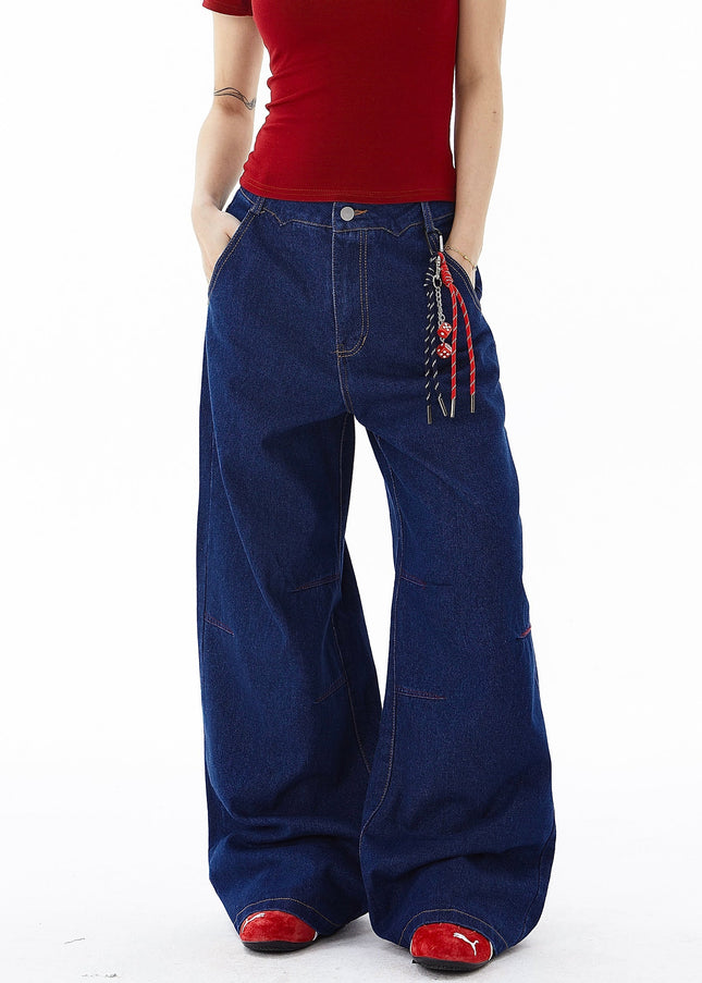 Black Embroidered Vintage Patch Jeans for Men and Women - Women’s Jeans