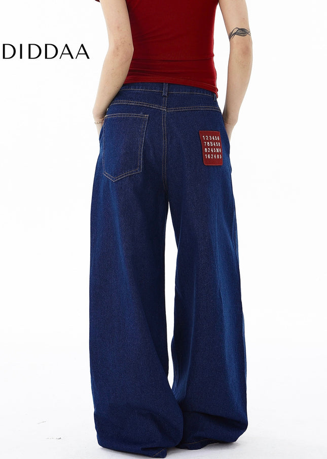 Black Embroidered Vintage Patch Jeans for Men and Women - Women’s Jeans