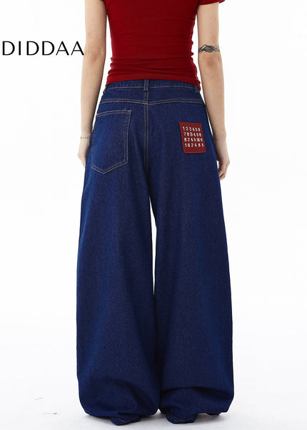 Black Embroidered Vintage Patch Jeans for Men and Women - Women’s Jeans