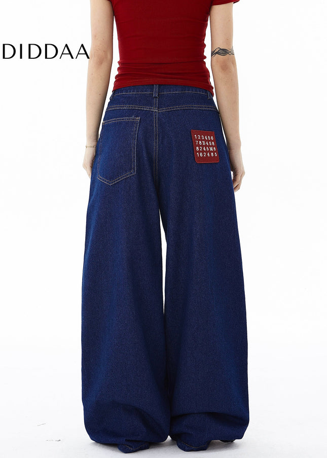 Black Embroidered Vintage Patch Jeans for Men and Women - Women’s Jeans