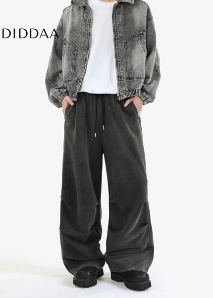 Black Grey Loose Fit Striped Casual Sweatpants - Unisex Sweatpants