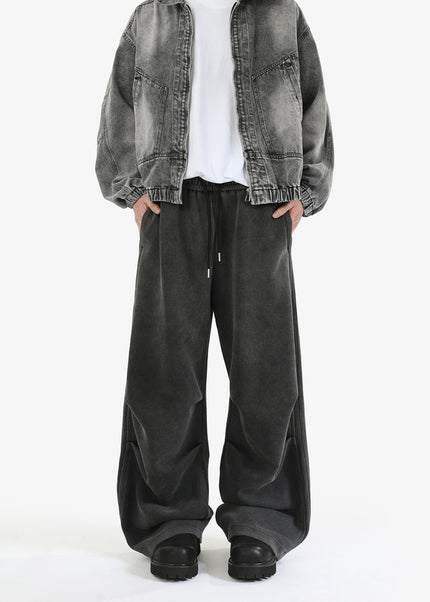 Black Grey Loose Fit Striped Casual Sweatpants - Unisex Sweatpants