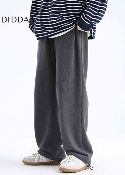 Black Heavy Cotton Wide Leg Sweatpants for Men - Unisex Sweatpants