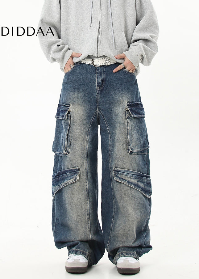 Black Heavy Washed Multi-Pocket Cargo Scimitar Pants - Women’s Jeans