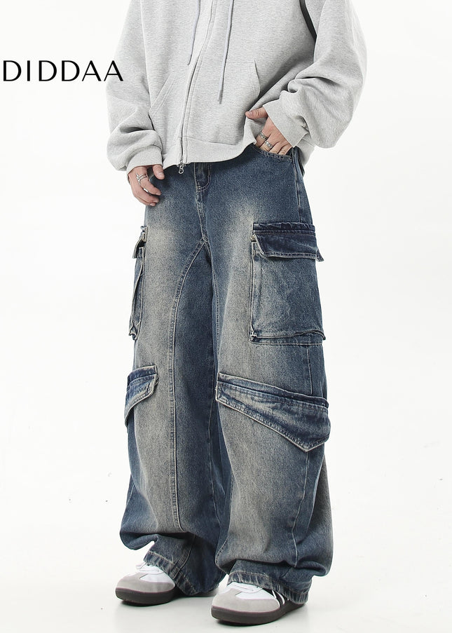 Black Heavy Washed Multi-Pocket Cargo Scimitar Pants - Women’s Jeans