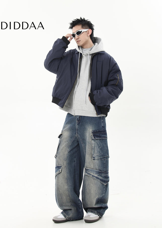 Black Heavy Washed Multi-Pocket Cargo Scimitar Pants - Women’s Jeans