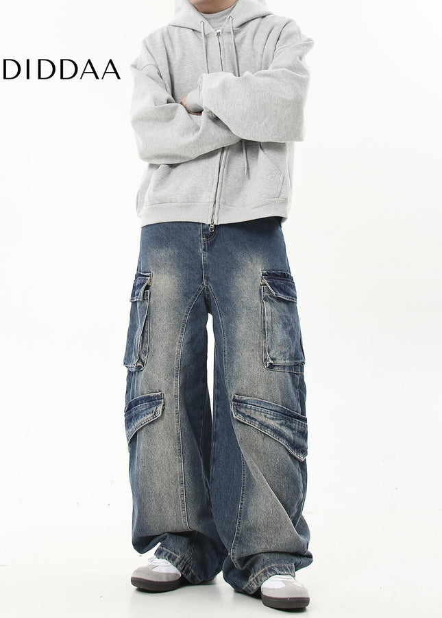 Black Heavy Washed Multi-Pocket Cargo Scimitar Pants - Women’s Jeans