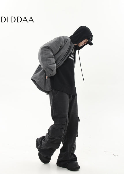 Black Heavyweight Multi-Pocket Cargo Jeans - Women’s Jeans