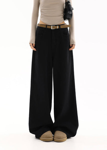 Black High Waist Casual Wide-Leg Jeans for Women - Women’s Jeans