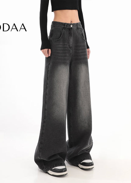Black High Waist Loose Fit Wide Leg Jeans for Women - S / Black - Women’s Jeans