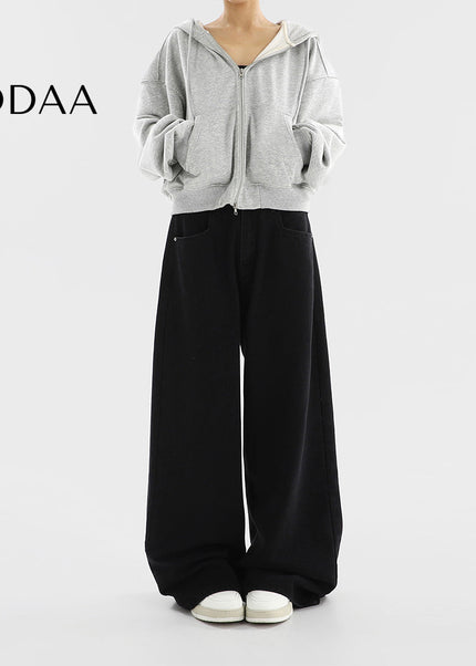 Black High Waist Wide Leg Jeans Slim Casual Pants - S / Black - Women’s Jeans