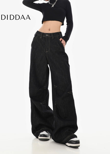 Black High-Waisted Loose Wide-Leg Jeans for Women - Women’s Jeans