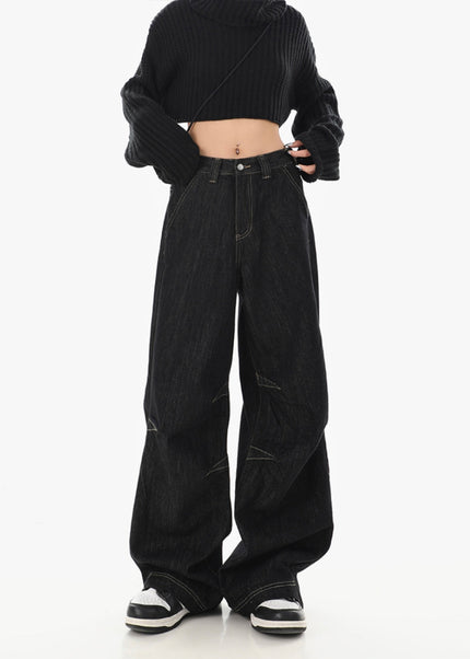 Black High-Waisted Loose Wide-Leg Jeans for Women - Women’s Jeans